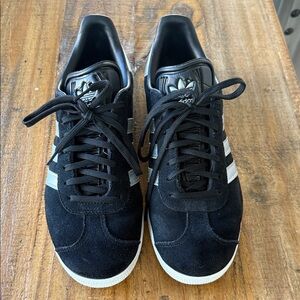 Adidas Gazelle Women's Black Suede Sneakers with Silver Stripes